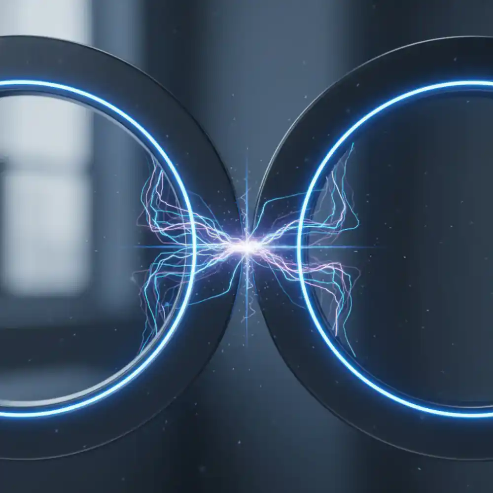 Close up of magnetic ring alignment