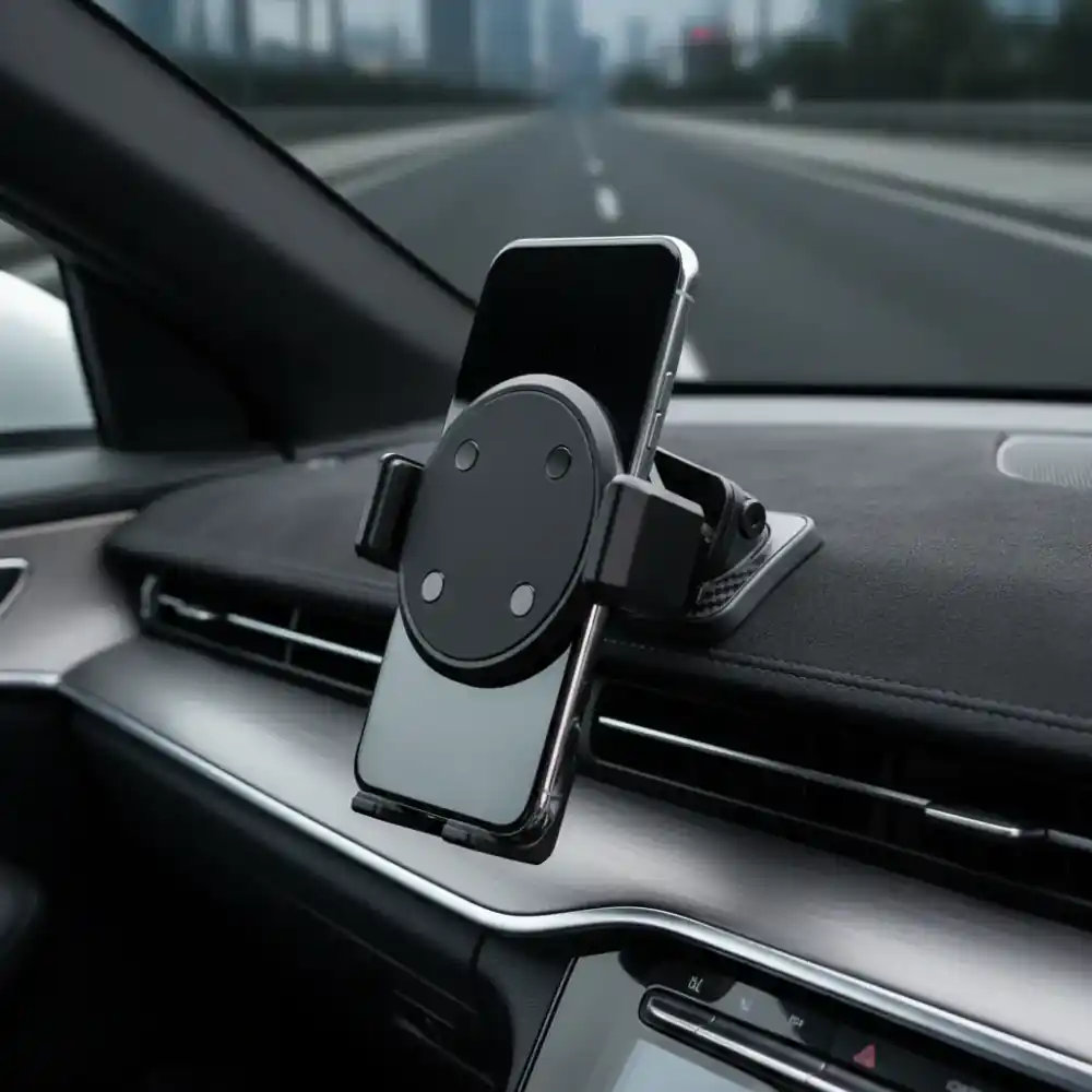 Secure magnetic car mount on dashboard